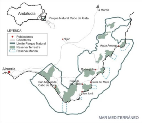 mapa cabo de gata parque natural